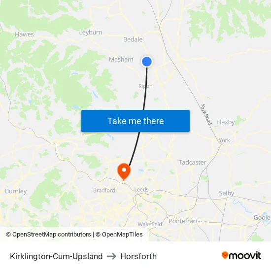 Kirklington-Cum-Upsland to Horsforth map
