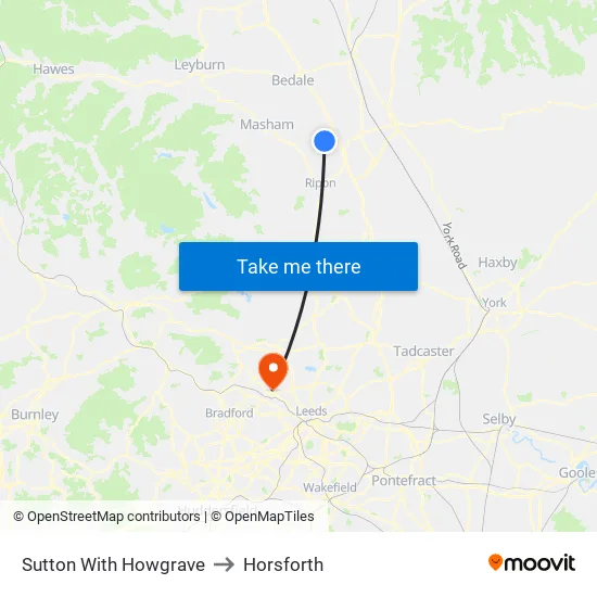 Sutton With Howgrave to Horsforth map