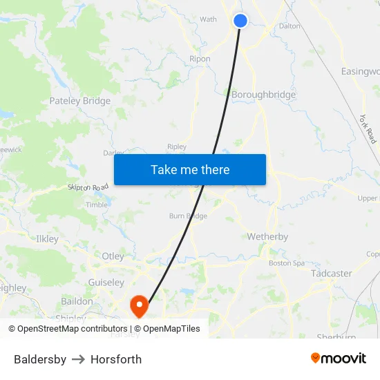 Baldersby to Horsforth map