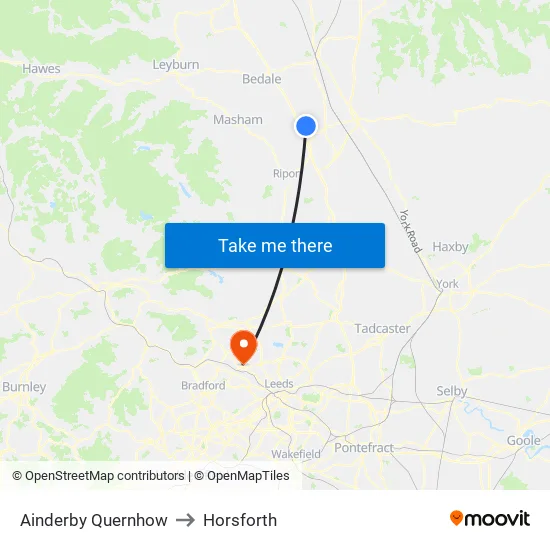 Ainderby Quernhow to Horsforth map