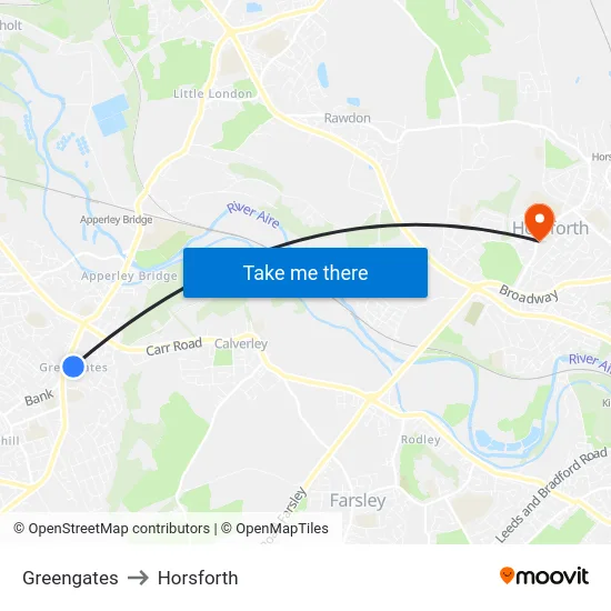 Greengates to Horsforth map