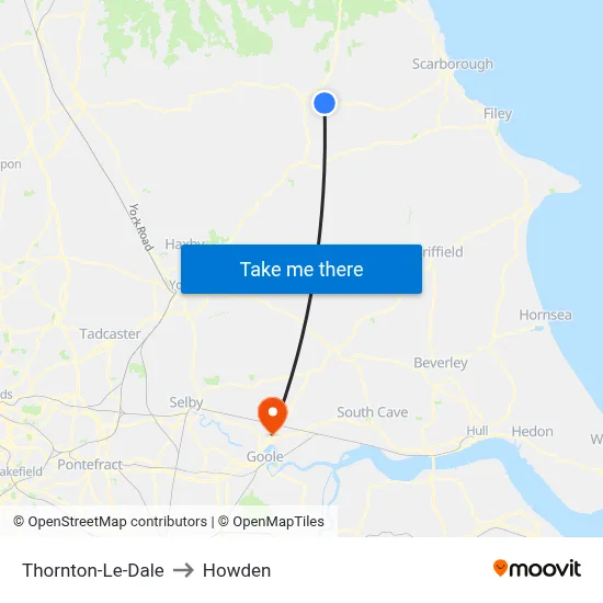 Thornton-Le-Dale to Howden map