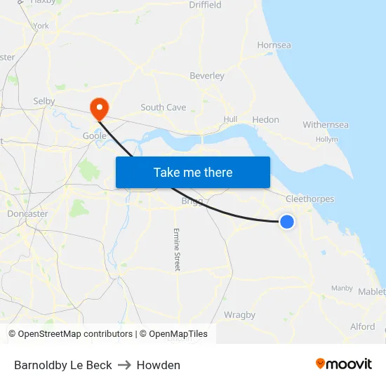 Barnoldby Le Beck to Howden map