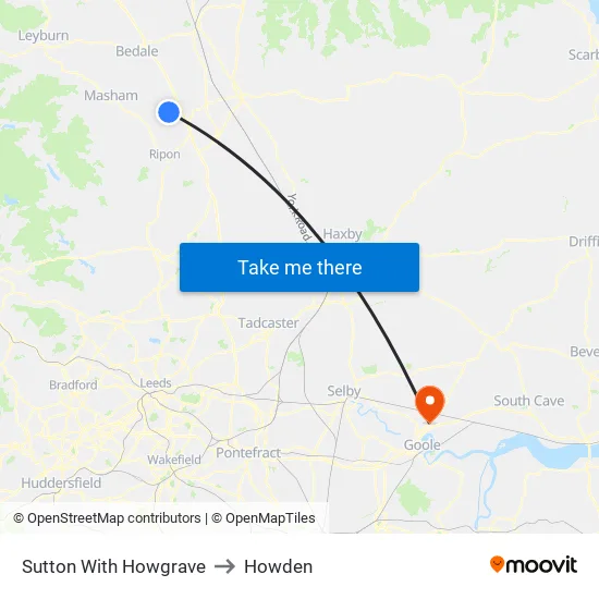 Sutton With Howgrave to Howden map