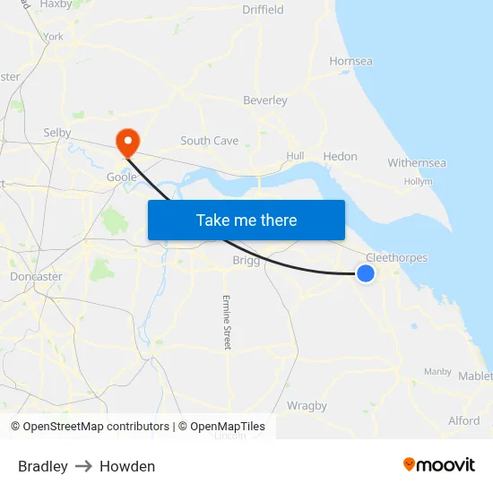 Bradley to Howden map