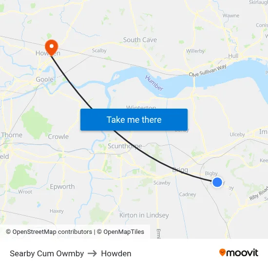 Searby Cum Owmby to Howden map