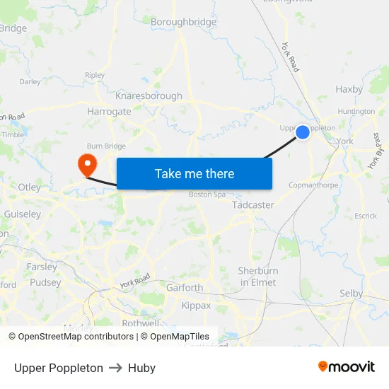 Upper Poppleton to Huby map