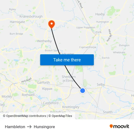 Hambleton to Hunsingore map