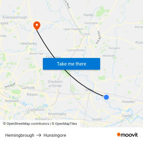 Hemingbrough to Hunsingore map