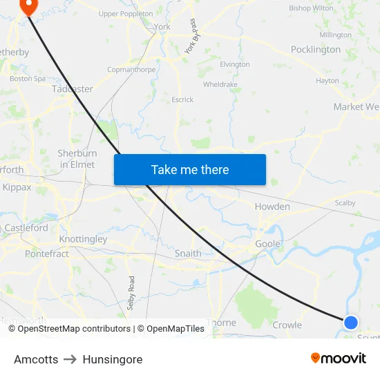 Amcotts to Hunsingore map