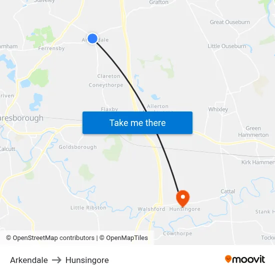 Arkendale to Hunsingore map