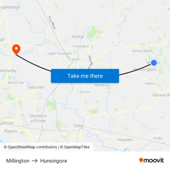 Millington to Hunsingore map
