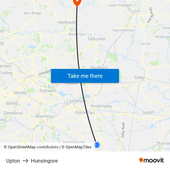 Upton to Hunsingore map