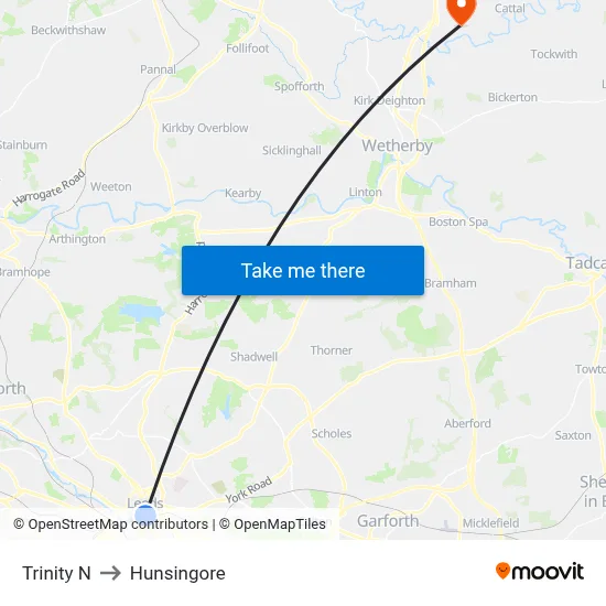Trinity N to Hunsingore map