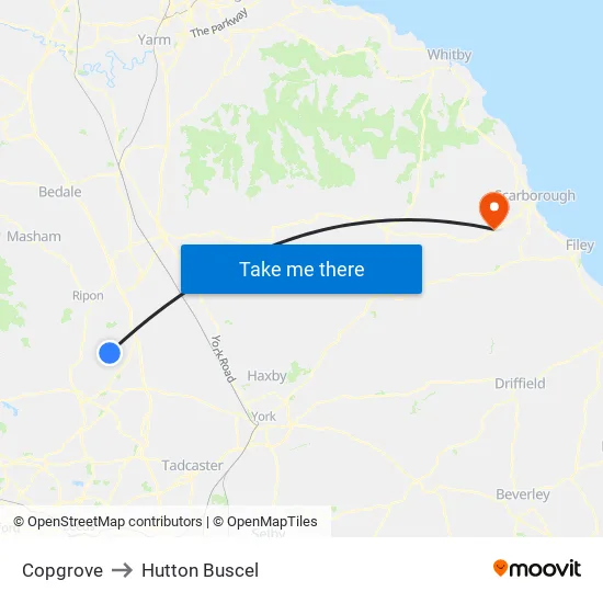 Copgrove to Hutton Buscel map
