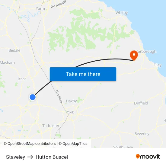 Staveley to Hutton Buscel map