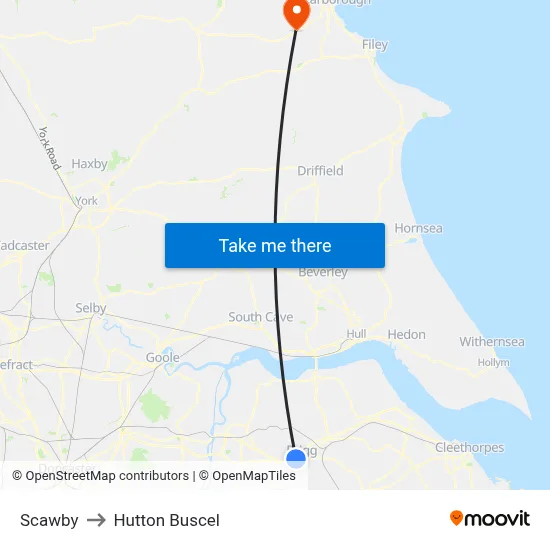 Scawby to Hutton Buscel map