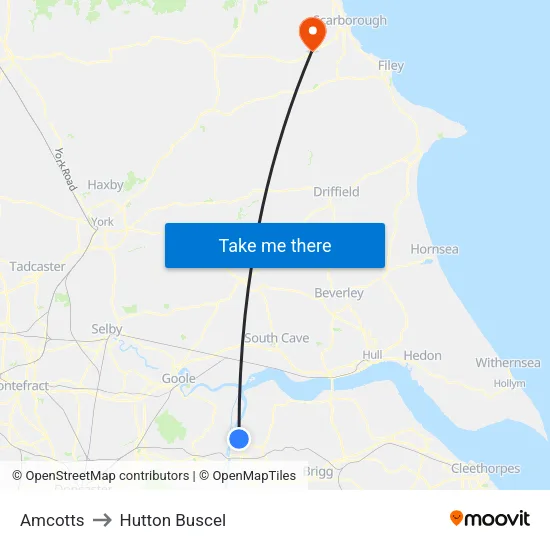 Amcotts to Hutton Buscel map