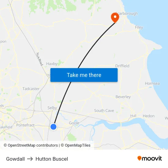 Gowdall to Hutton Buscel map