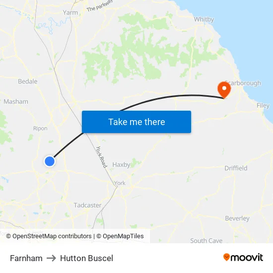 Farnham to Hutton Buscel map
