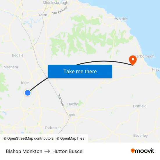 Bishop Monkton to Hutton Buscel map