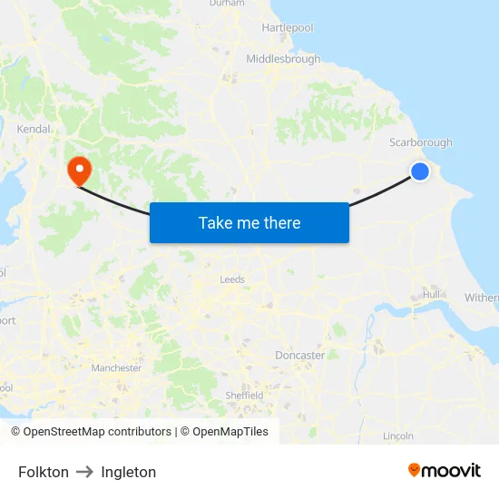 Folkton to Ingleton map