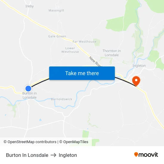 Burton In Lonsdale to Ingleton map