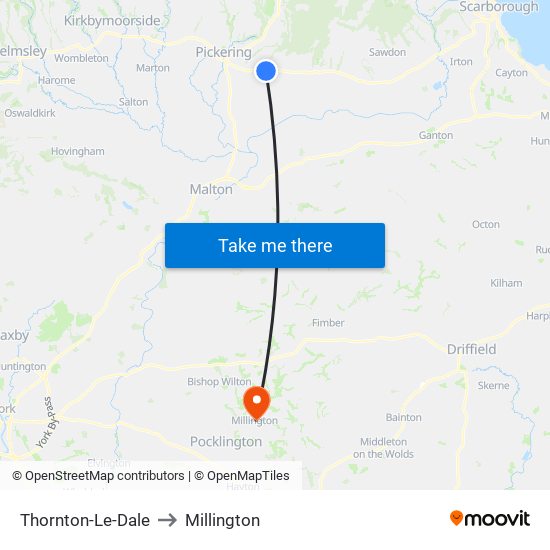 Thornton-Le-Dale to Millington map