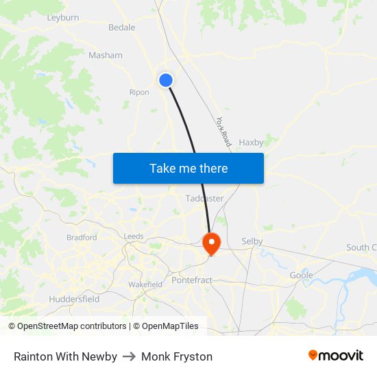 Rainton With Newby to Monk Fryston map