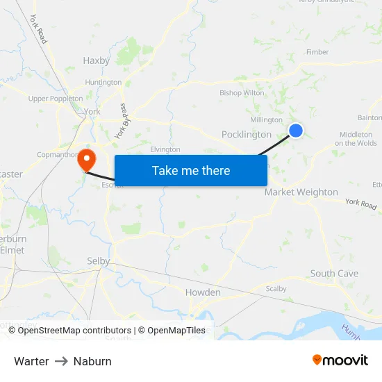 Warter to Naburn map