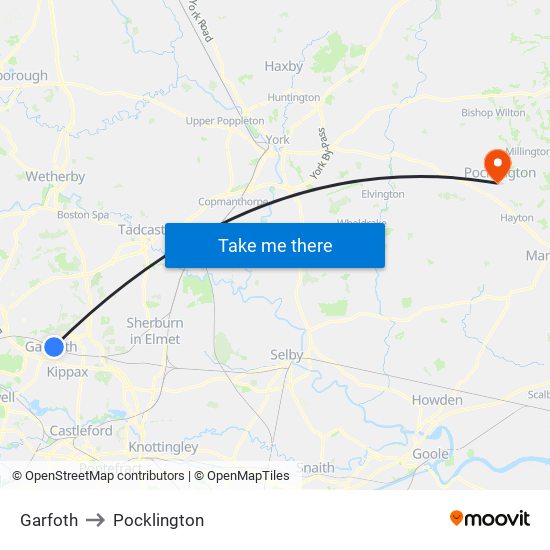 Garfoth to Pocklington map