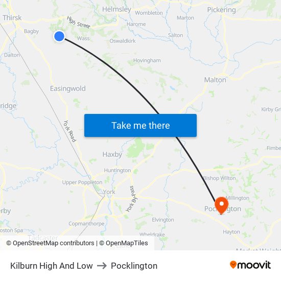 Kilburn High And Low to Pocklington map