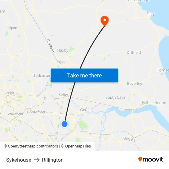 Sykehouse to Rillington map
