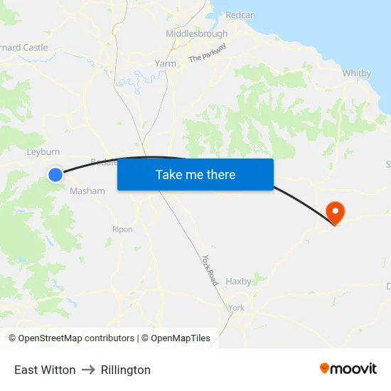 East Witton to Rillington map