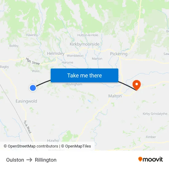 Oulston to Rillington map