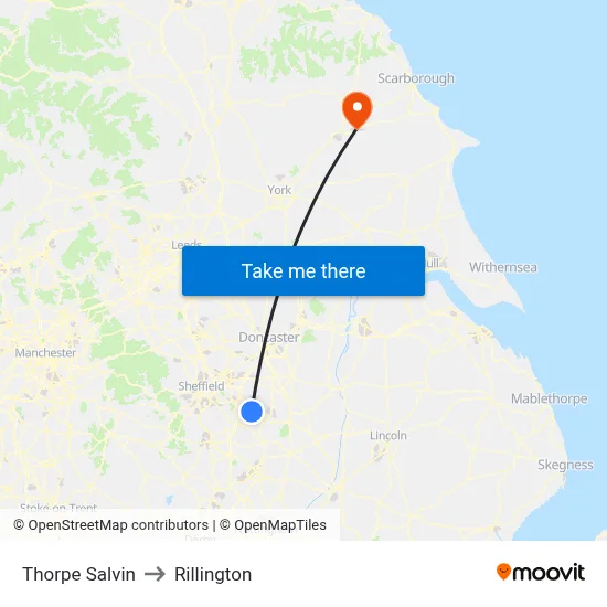 Thorpe Salvin to Rillington map