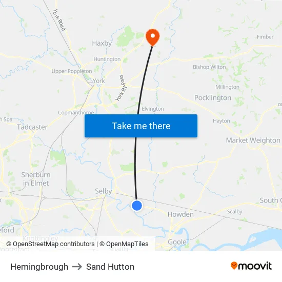 Hemingbrough to Sand Hutton map