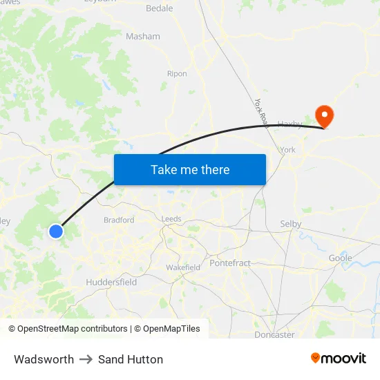Wadsworth to Sand Hutton map