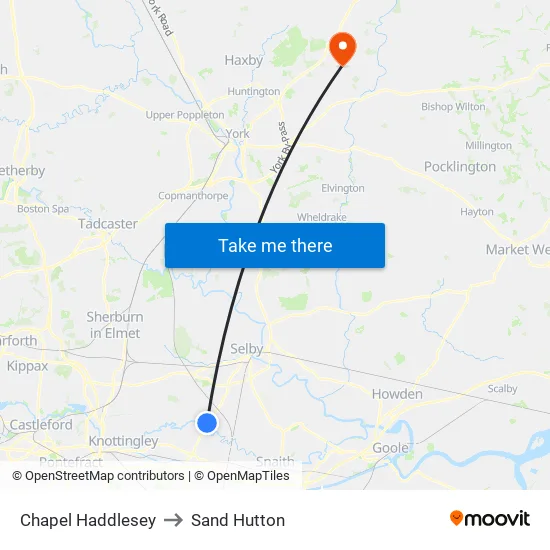 Chapel Haddlesey to Sand Hutton map