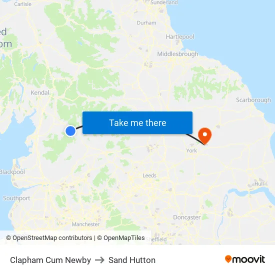 Clapham Cum Newby to Sand Hutton map