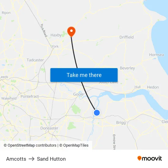 Amcotts to Sand Hutton map