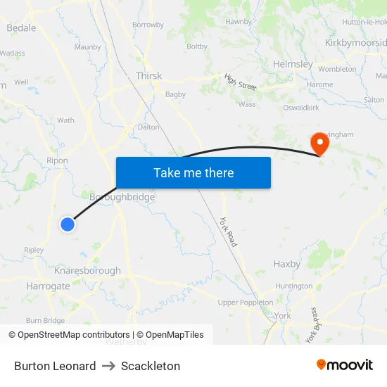 Burton Leonard to Scackleton map