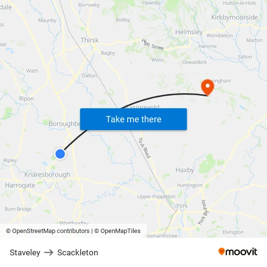 Staveley to Scackleton map