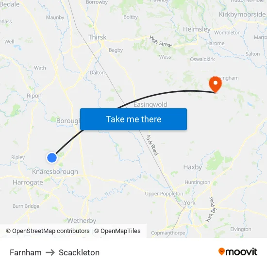 Farnham to Scackleton map