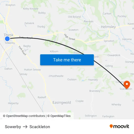 Sowerby to Scackleton map