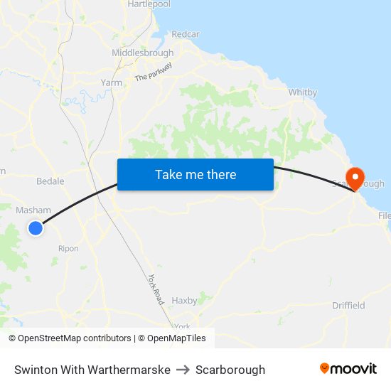 Swinton With Warthermarske to Scarborough map