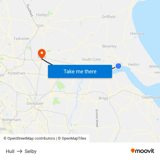 Hull to Selby map