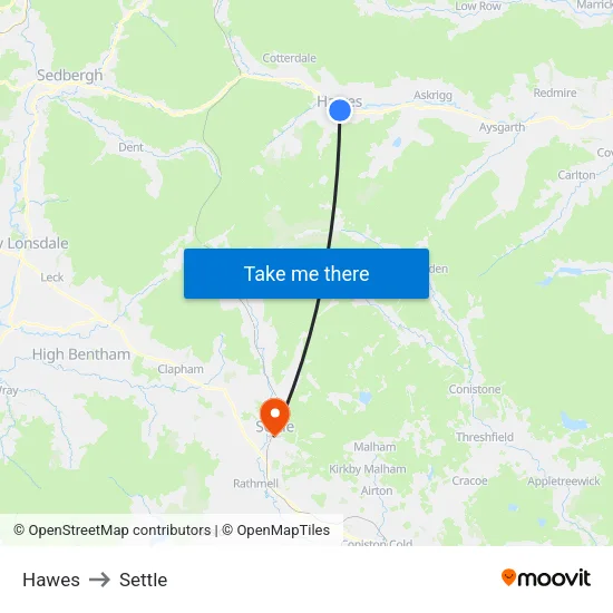 Hawes to Settle map
