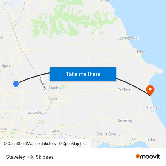 Staveley to Skipsea map