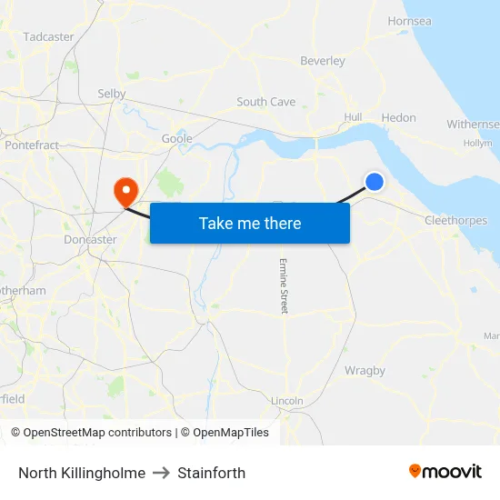 North Killingholme to Stainforth map